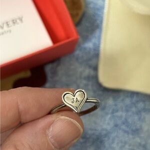 James Avery Sterling Silver Delicate Heart Initial Ring 7.5